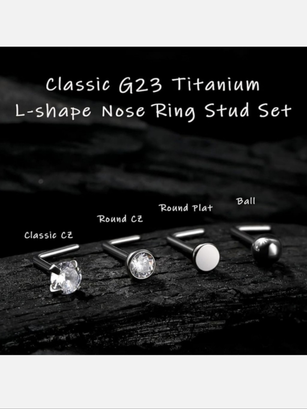 Titanium LShape Nose Ring Stud Set